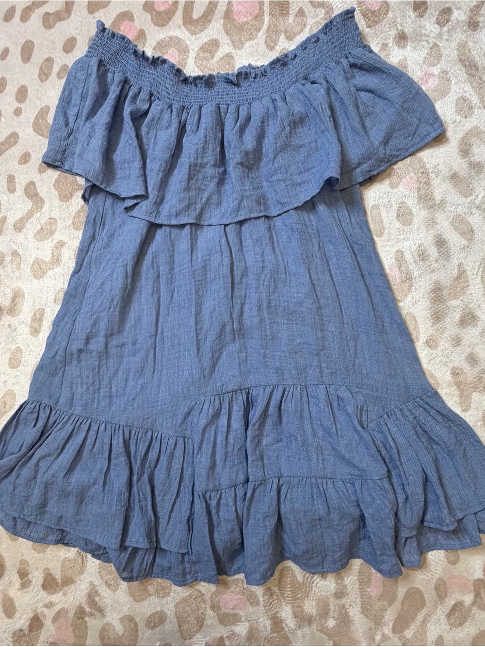 Entro Blue Off Shoulder Ruffle Dress Small - Picture 4 of 7